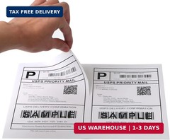 [100 Sheets; 200 Labels] Half Sheet Self Adhesive Shipping Label for Laser & Ink