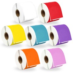 DYMO LW 30256 – 7 Rolls – 1 each WHITE RED YELLOW BLUE LAVENDER ORANGE PINK
