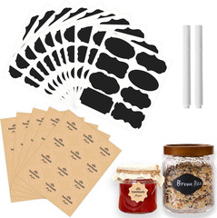 142Pcs Jar Label Stickers Set – 80 Reusable Blackboard Stickers with 2 White Era