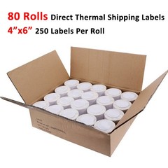 80 Rolls 4″x6″ Direct Thermal Shipping Labels 250/Roll For Zebra Rollo Eltron