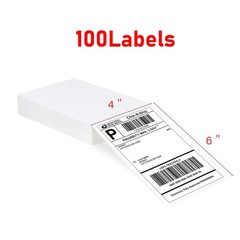 100 Fanfold Direct Thermal Shipping Labels Blank for Zebra and Rollo Printer 4×6