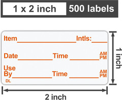 500 Stickers Use by 1 X 2 Inch Dissolvable Food Storage Labels for Containers Pr