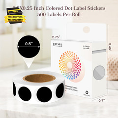 1/2 Inch round Color Coding Labels (500 Black Dots) – Self-Adhesive Dot Stickers