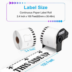 Continuous Label Tape Paper Roll 62mm x 100ft Compatible Brother QL Printer Use