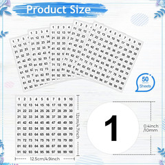Outus 5000 Pcs 0.4 Inch 1 to 100 Number Stickers Small Number Dot Labels Consecu