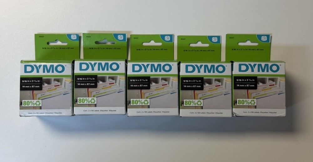 DYMO 30327 5 packs (2×130 labels in each) 9/16 In X 3-7/16″ File Folder Labels