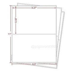 US 200 Shipping Labels 8.5 x 5.5 Rounded Corner Self Adhesive 2 Per Sheet Blank