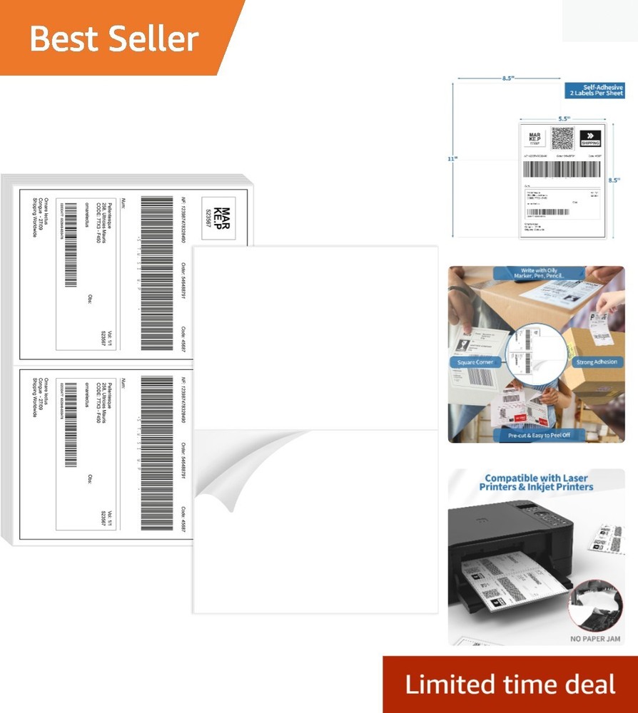 Versatile Half Sheet Shipping Labels (50 Count) – Ideal for All Shipping Needs