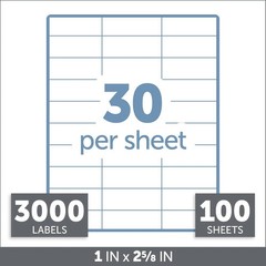 Office Depot Inkjet/Laser Labels 100 Sheets 30/Sheet 3000 White Avery 8460 5160