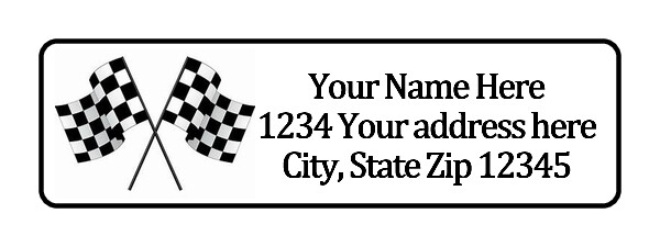 Checkered Flag Personalized Return Address Labels 1/2 in by 1 3/4 in