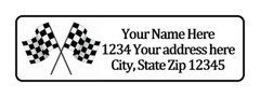 Checkered Flag Personalized Return Address Labels 1/2 in by 1 3/4 in