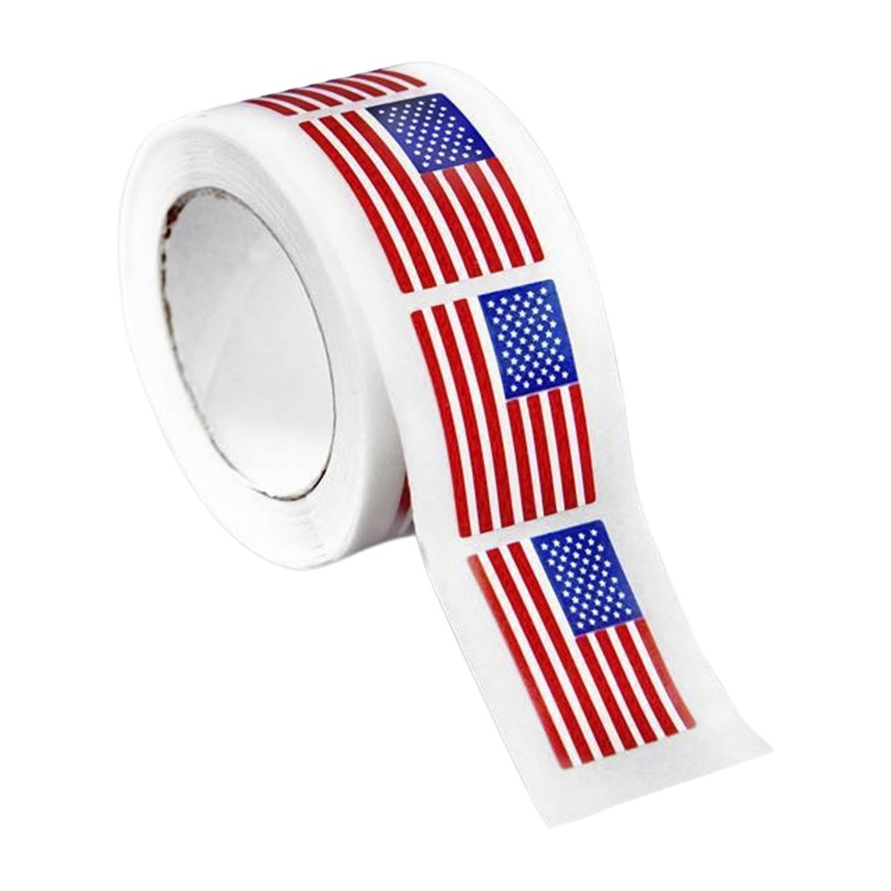 250 Small Rectangle American Flag Stickers on a Roll – American Flag Shaped S…