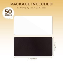 50 Pcs 4” x 2” Reusable Dry Erase Blank Magnetic Labels for Whiteboards