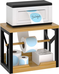 Label Holder Rolls Fan-Fold Labels Wooden Thermal Roll Shipping Stand Desktop