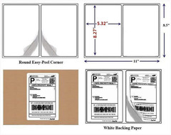 1000 round Corner Half Sheet Self Adhesive Shipping Labels for Laser and Ink Jet