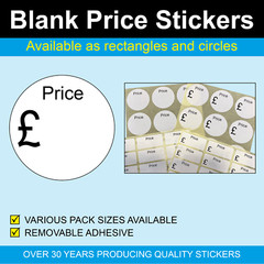 Circular Blank Price Stickers / Labels – A variety of sizes to choose from