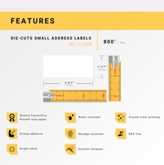 Non-OEM Fits BROTHER DK-1209 Labels (1-1/7″ x 2-3/7″) – (1) Roll of 800