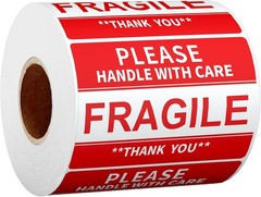Fluorescent Red 2″ x 3″ Fragile Labels – 500 Peel & Stick Warning Stickers