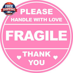 150PCS Pink Fragile Handle with Love Shipping Labels – 2 Inch Stickers