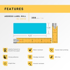 DYMO LW 30252 Address Labels -100 Rolls – 25 each BLUE LAVENDER ORANGE PINK