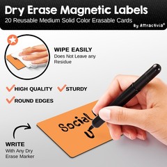 Dry Erase Magnetic Labels 3.7 x 2.8 in, Solid Colors, Medium Dry Erase Magnet…