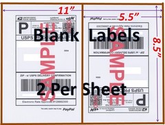 S 1400 Shipping Labels Blank Labels -2/Sheet-USPS UPS Fedex Paypal Self Adhesive