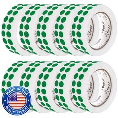 Perco Green Perforated Round Circle Dot Sticker 1/2-Inch Labels — 10 Rolls, 3…