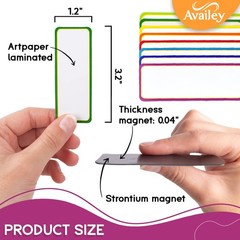 Availey 48 Pieces 3.2 x 1.2 Colored Border Magnetic Dry Erase Labels Reusab…