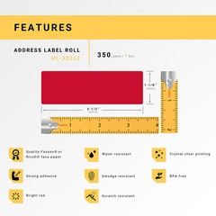 DYMO LW 30252 RED Address Labels for LabelWriter – 6 Rolls of 350 – FAST SHIP
