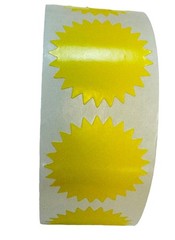2″ Yellow Starburst-Shape Blank Direct Thermal Zebra Labels 2 RLS of 500 EA