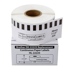 Non-OEM Fits BROTHER DK-2225 Continuous Labels (1-1/2″ x 100 feet) – (4) Rolls