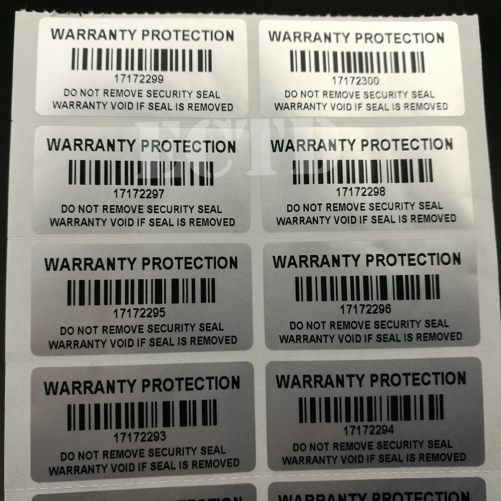 200 Warranty Void BAR-CODE Hologram Security Label Stickers Tamper Evident Seals