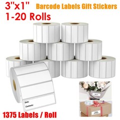 3″ x 1″ Direct Thermal Shipping Barcode FBA Labels 1375/Roll for Rollo & Zebra