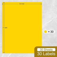 30 Fluorescent Yellow Full-Sheet Labels, 8-1/2″ x 11″ Neon Colored Self