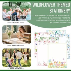 60 Pack Wildflower Stationery Letterhead Vintage Flower Letter 8.5 x 11 Inch …