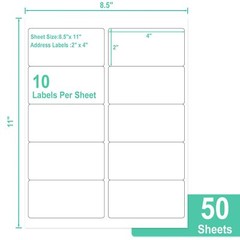 300Pcs 2x4inch Blank Stickers White Labels Self Adhesive Crafts Personalize Tag
