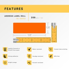 DYMO LW 30252 ORANGE Address Labels for LabelWriter – 2 Rolls of 350 – FAST SHIP