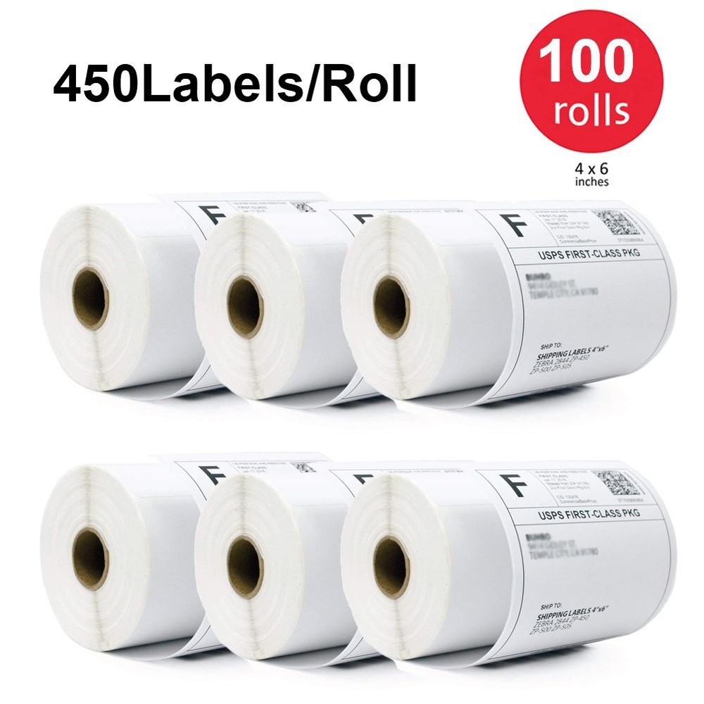 100 Rolls 4×6 Direct Thermal Shipping Labels 450/Roll for Zebra Eltron ZP-450
