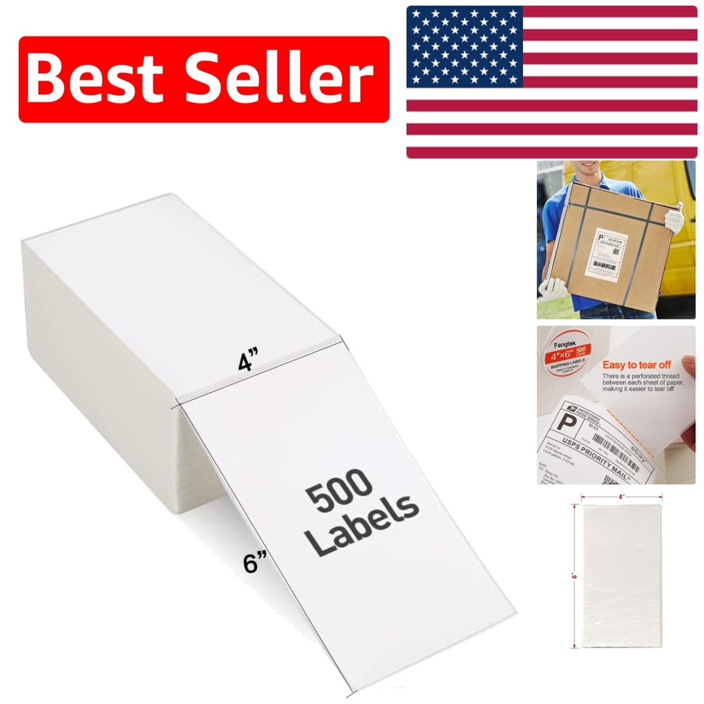 Multicolor Fanfold 4”x 6” Thermal Shipping Labels – 500 Count for E-commerce Use