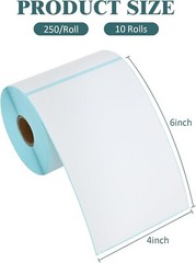 L LIKED 10 Rolls 4″ x 6″ Thermal Labels, 250 Labels/Roll, Compatible with Zebra
