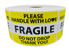YL Fragile Labels Handle w/ Love | Do Not Drop Thank You | 2″x3″ | 1 Roll 500