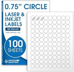 0.75″ Printable Round Labels for Inkjet and Laser Printers – 10800 Stickers |…