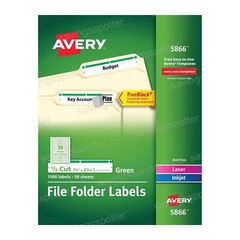 Avery Green File Folder Labels 2/3 x 3-7/16 TrueBlock Laser Inkjet 1500Pk 5866