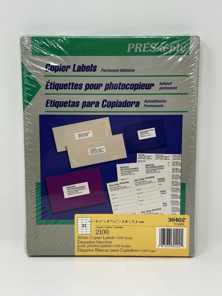 PRES-a-ply 30402 E-5360 Copier Labels 100 Sheets 2100 Labels 1-1/2″ x 2-13/16″