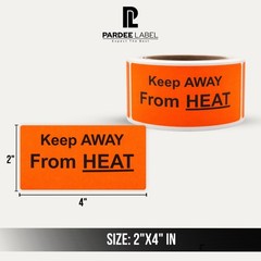 Keep Away From Heat Stickers 2×4 Neon Red Warning Labels 250/Roll