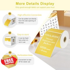 YOULAISHI 3×5 Gold Labels 300/Roll