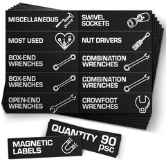 90 Pcs Magnetic Tool Box Labels 35×1 inch Magnetic Toolbox Labels for Tool Box