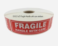 500 Red 1×3 Fragile Handle With Care Mailing Shipping Labels Stickers