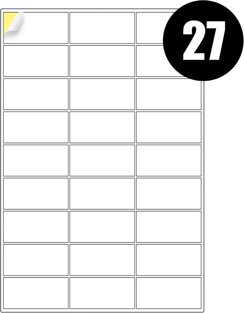 A4 Label Paper 27 Labels Per Sheet, Self Adheisve Stickers – 100 Sheets Per Box