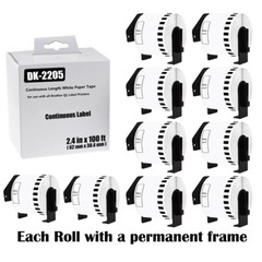 10 Roll 62mm DK-2205 DK2205 Continuous Paper Label W/Frame for Brother QL-570VM